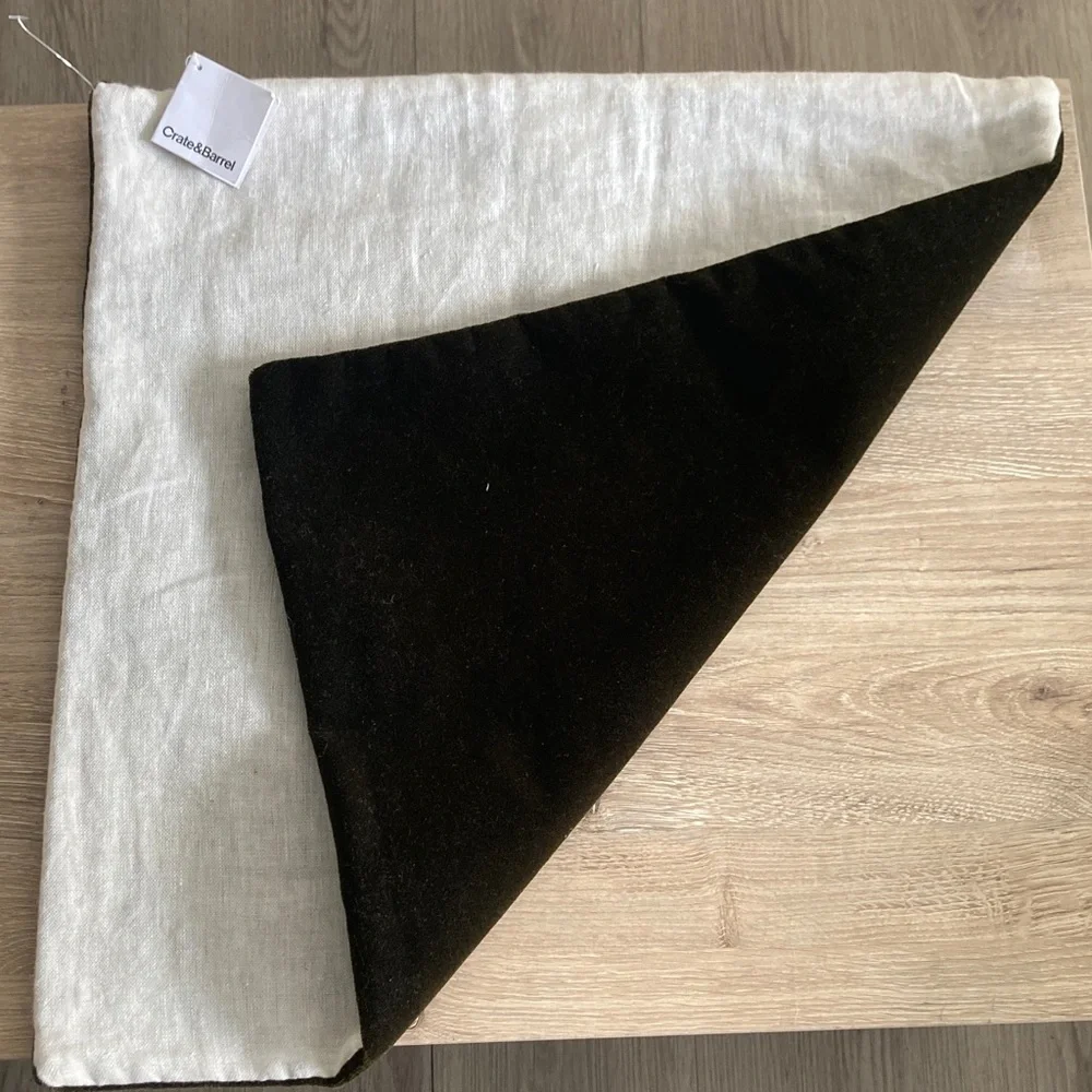 Crate&Barrel Ivory Linen Pillow Cover with martini aceituna